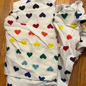Rainbow heart fitted crib sheet.
